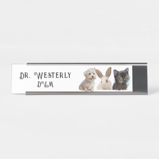 Vétérinaire DVM Chien Chat Lapin Bureau Nom Plaque (Devant)