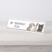 Veterinaire DVM Dog Cat Bunny Desk Name Bord Bureau Naambordje (Voorkant)