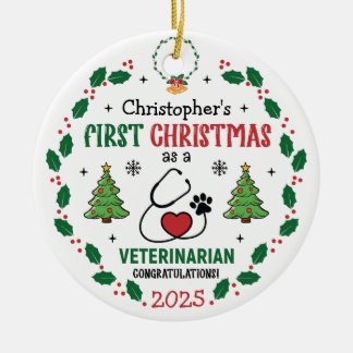 Vétérinaire Premier Noël Ornement personnalisé