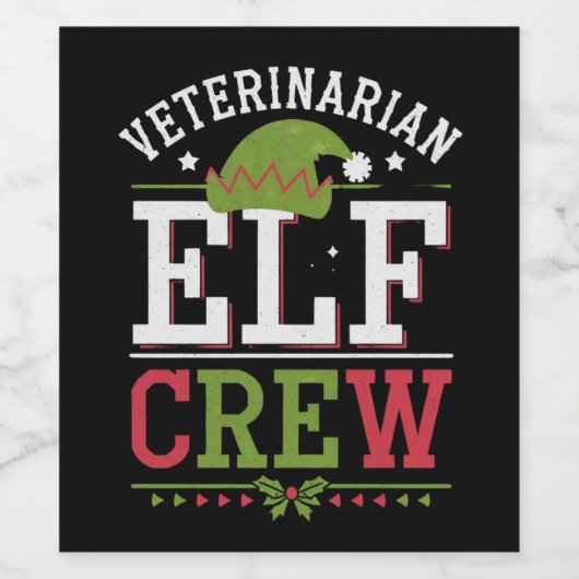 Veterinaire technicus van Christmas Elf Wijn Etiket (Enkel label)