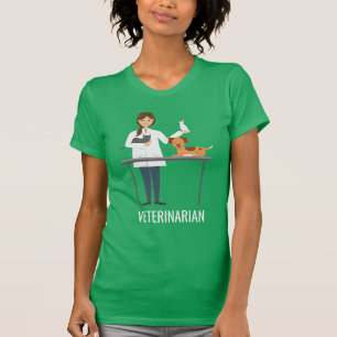 Veterinaire vrouw met dieren en tekst t-shirt