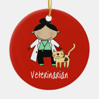 Veterinaire Vrouw met gepersonaliseerde kat Keramisch Ornament