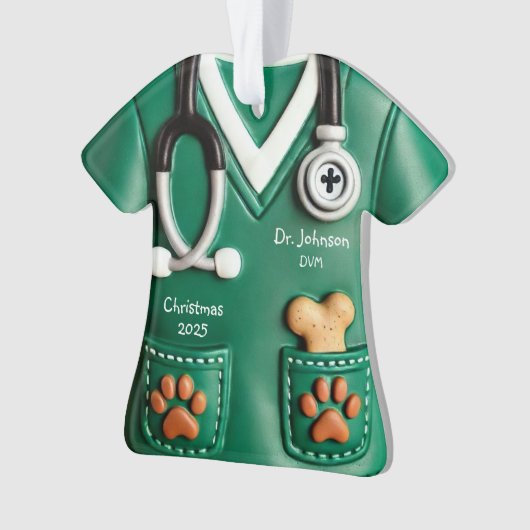 Veterinarian Scrub Shirt Personalized Ornament (devant)