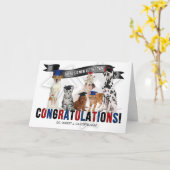 Veterinary Afstuderen Gefeliciteerd Katten en Hond Kaart (Gele Bloem)