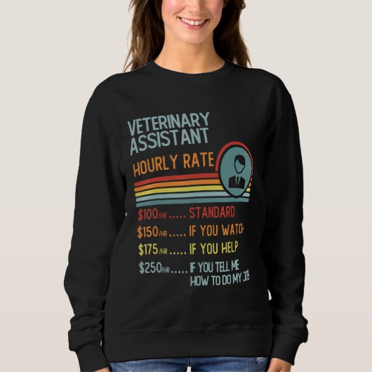 Veterinary Assistant Hourly Rate T-Shirt Retro Job (Voorkant)