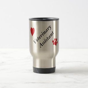 Veterinary Assistant-Red Paw Print and Heart Reisbeker