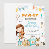Veterinary birthday theme party invitation (Devant / Derrière)