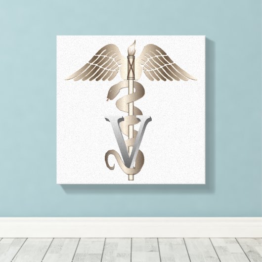 Veterinary Caduceus Canvas Afdruk (Insitu (Houten vloer))