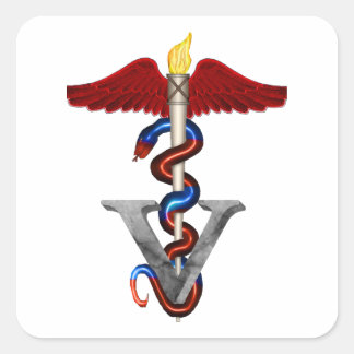 Veterinary Caduceus Vierkante Sticker