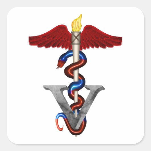 Veterinary Caduceus Vierkante Sticker (Voorkant)
