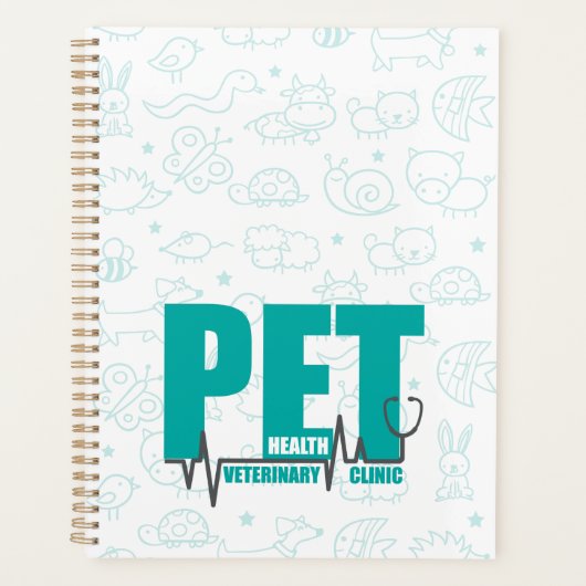 Veterinary Clinic Modern Blauwgroen dole Logo Planner (Voorkant)
