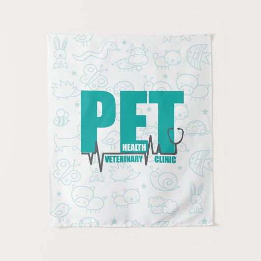 Veterinary Clinic Modern Blue Logo Wandkleed (Voorkant)