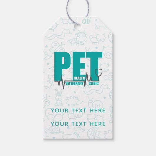 Veterinary Clinic Modern Blue Promotion Cadeaulabel (Voorkant)