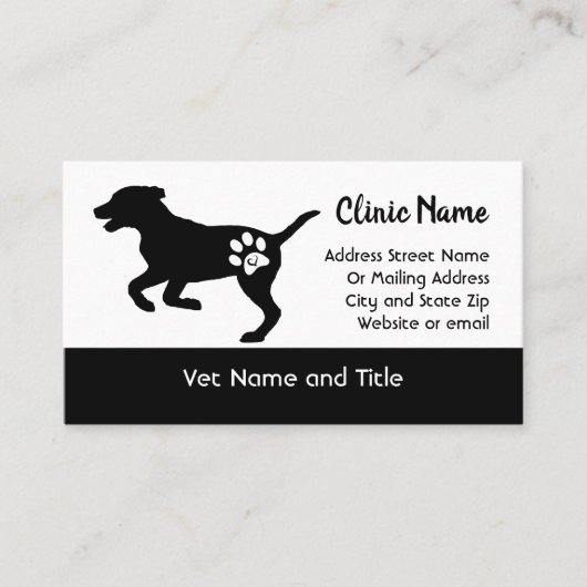 Veterinary Clinic Visitekaartje Dog Silhouette (Voorkant)