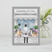 Veterinary Medicine Male Afstuderen Invitation Kaart (Staand voorkant)