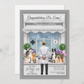 Veterinary Medicine Male Afstuderen Invitation Kaart (Voorkant / Achterkant)
