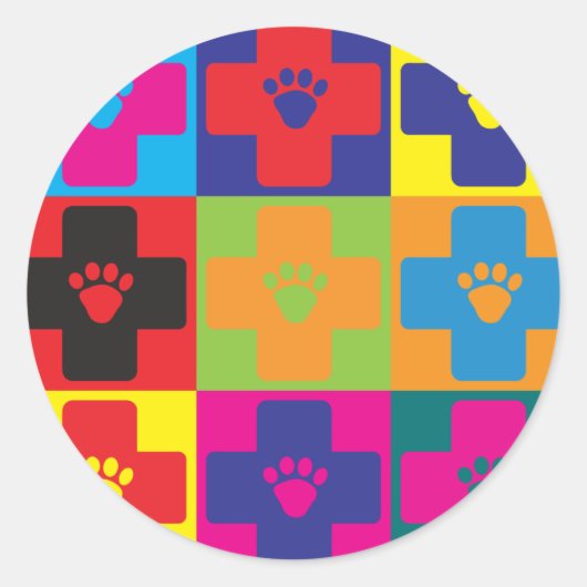 Veterinary Medicine Pop Art Ronde Sticker (Voorkant)