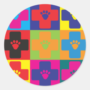 Veterinary Medicine Pop Art Ronde Sticker