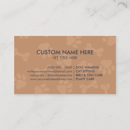 Veterinary Paw Pet Doctor in de diergezondheid Visitekaartje (Achterkant)