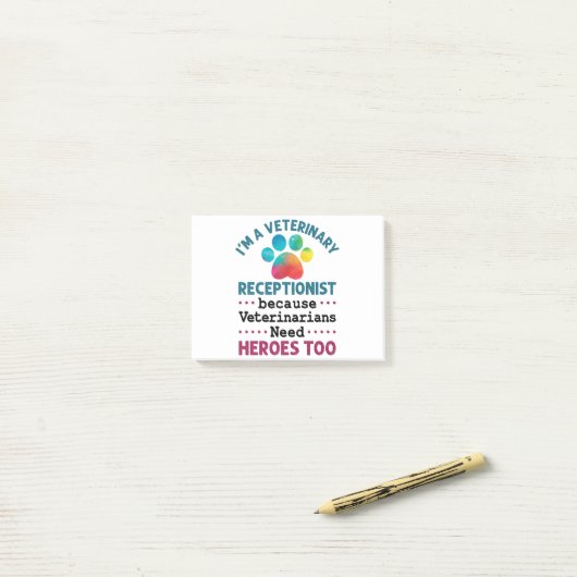 Veterinary Receptionist Cute Appreciation Paw Post-it® Notes (Op bureau)