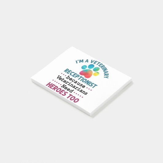 Veterinary Receptionist Cute Appreciation Paw Post-it® Notes (Schuin)