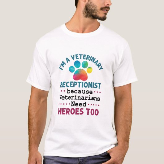 Veterinary Receptionist Cute Appreciation Paw T-shirt (Voorkant)