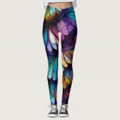 Veters Floral Rainbow Alcohol Ink Leggings (Voorkant)