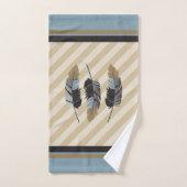 Veters in blauw, grijs en bruin bad handdoek (Handdoek)