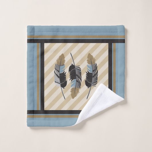 Veters in blauw, grijs en bruin bad handdoek (Wasdoekje)