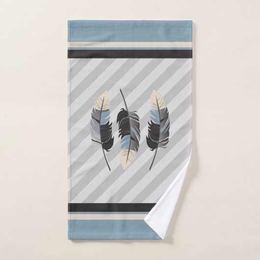 Veters in Cream, Grey en Blue Bad Handdoek (Handdoek)