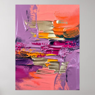 Vetgedrukte Abstracte textuur - roze en gouden imp Poster