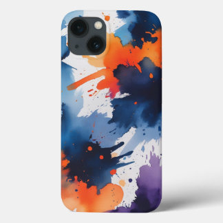 Vetgedrukte Abstracte Waterverf Splash iPhone Case
