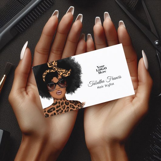 Vetgedrukte Afrocentrische Hair Salon Branding Visitekaartje