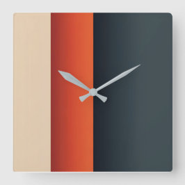Vetgedrukte balans: minimalistische kleurbanden in vierkante klok
