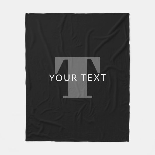 Vetgedrukte bewerkbare tekst | Zwart Wit & Grijs Fleece Deken (Voorkant)