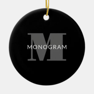 Vetgedrukte bewerkbare tekst   Zwart Wit & Grijs Keramisch Ornament