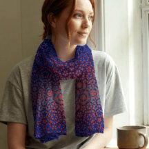 Vetgedrukte blauwe en rode patroon Chiffon sjaal