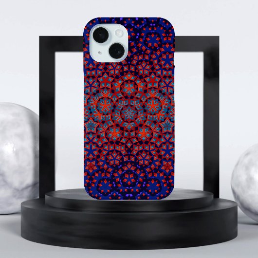 Vetgedrukte blauwe en rode patroon iPhone / iPad c Case-Mate iPhone Case