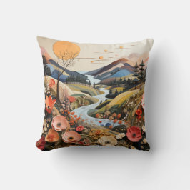 Vetgedrukte bloemen met bergen 2 verschillende Afb Kussen