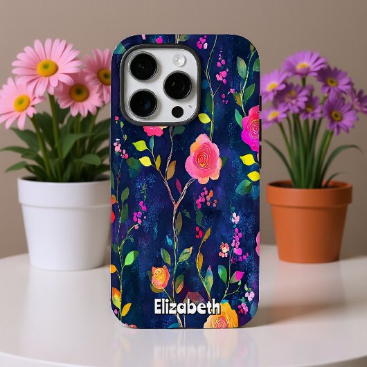 Vetgedrukte bloemenpenseelstreken Case-Mate iPhone case