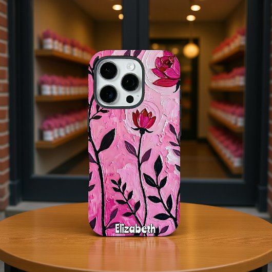 Vetgedrukte bloemkunst in roze Case-Mate iPhone case