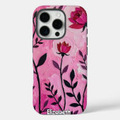 Vetgedrukte bloemkunst in roze Case-Mate iPhone case (Achterkant)