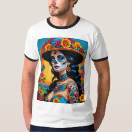 Vetgedrukte Bloemsuiker Skull Beauty Shirt