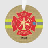 Vetgedrukte brandweerman Maltese Cross Keepsake Ornament (voorkant)