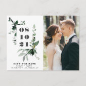 Vetgedrukte datum groen lijst belettering bruiloft briefkaart (Voorkant)