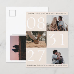Vetgedrukte datum Triple Photo Save the Date Kaart