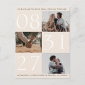 Vetgedrukte datum Triple Photo Save the Date Kaart (Voorkant)