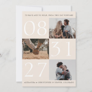 Vetgedrukte datum Triple Photo Save the Date Kaart