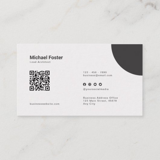 Vetgedrukte eenvoud zwart-wit scanbare QR-code Visitekaartje (Achterkant)