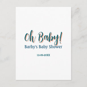 Vetgedrukte eenvoudige blauwe oh baby baby shower  briefkaart